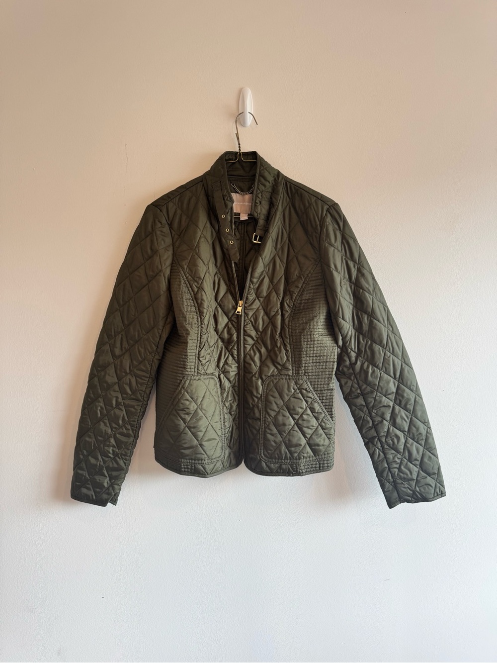Banana Republic Quilted Olive Green Puffer Jacket